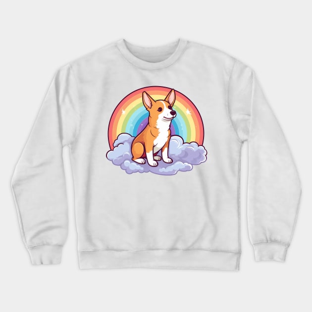 Cute Basenji Rainbow Cloud Kawaii Dog Happy Puppy Crewneck Sweatshirt by Sports Stars ⭐⭐⭐⭐⭐